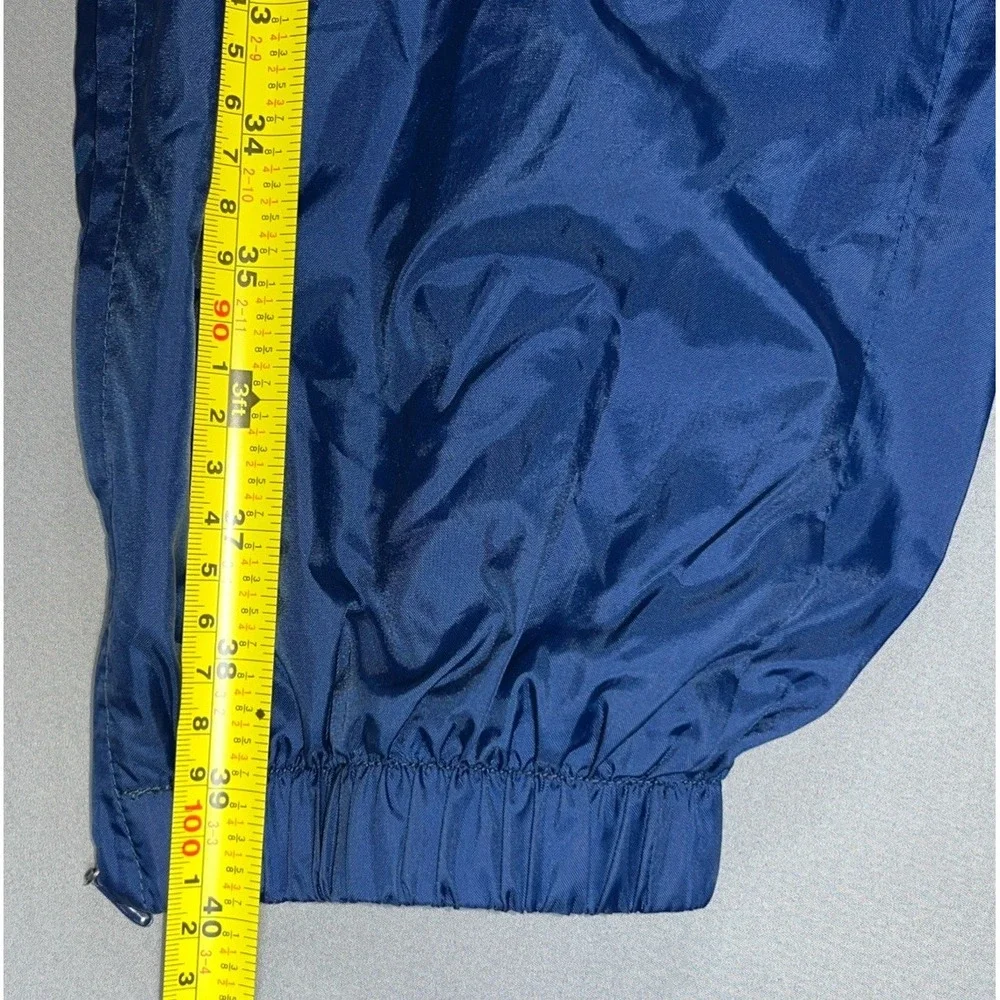 Vintage Nike Youth M (8-10) Blue Nylon Track Pants Zip Ankle Cinch Waist Retro